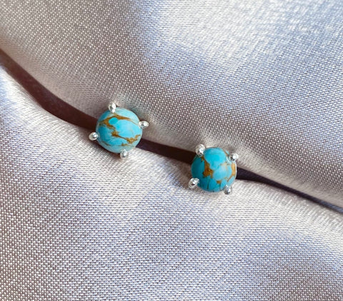 Sterling Silver Copper Turquoise Stud Earrings