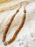 Amber Long Crystal Necklace Set, Transformable to Bracelet, Rhinestone Necklace, Rhinestone Bracelet