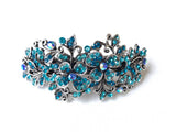 Sale! Vintage-style Blue Hair Accessory, Rhinestone Hair Clip, Bridesmaids Hair Accessory, Prom Hair Barrette, Blue Flower Leaf Crystal Hair