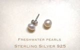 SALE 6 mm Freshwater pearls Sterling silver stud earrings, genuine pearl earrings