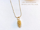 Gold over Sterling Silver Pine cone necklace, Silver Pinecone necklace, Bridesmaid jewelry, Tiny Pine cone necklace, Dainty Gold necklace