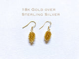 Gold over Sterling Silver Pine cone earrings, Silver Pinecone earrings, Bridesmaid jewelry, Tiny Pine cone earrings