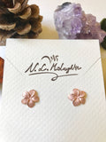 Rose Gold over Sterling Silver, Plumeria stud earring, Plumeria earring, Plumeria studs, Hawaiian earrings, Silver Plumeria, Flower earring