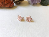 Rose Gold over Sterling Silver, Plumeria stud earring, Plumeria earring, Plumeria studs, Hawaiian earrings, Silver Plumeria, Flower earring