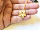 Sale! Gold over Sterling Silver plumeria necklace, Plumeria necklace, Hawaiian necklace, Plumeria jewelry, Flower necklace,Bridesmaid gift