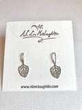 Sale! White Gold Over Sterling Silver Leaf Earrings