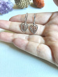 Sale! White Gold Over Sterling Silver Leaf Earrings