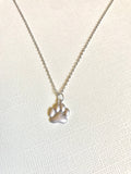 Sterling Silver Paw print necklace, dog lovers necklace, cat lovers necklace,pet memorial, dog memorial necklace, paw necklace, dog lover