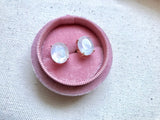 Oval Rainbow Moonstone stud earrings