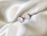 Oval Rainbow Moonstone earrings, Moonstone studs