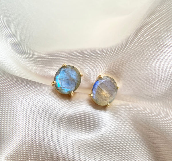 Sterling Silver Oval Labradorite stud earrings,labradorite earrings, Labradorite studs